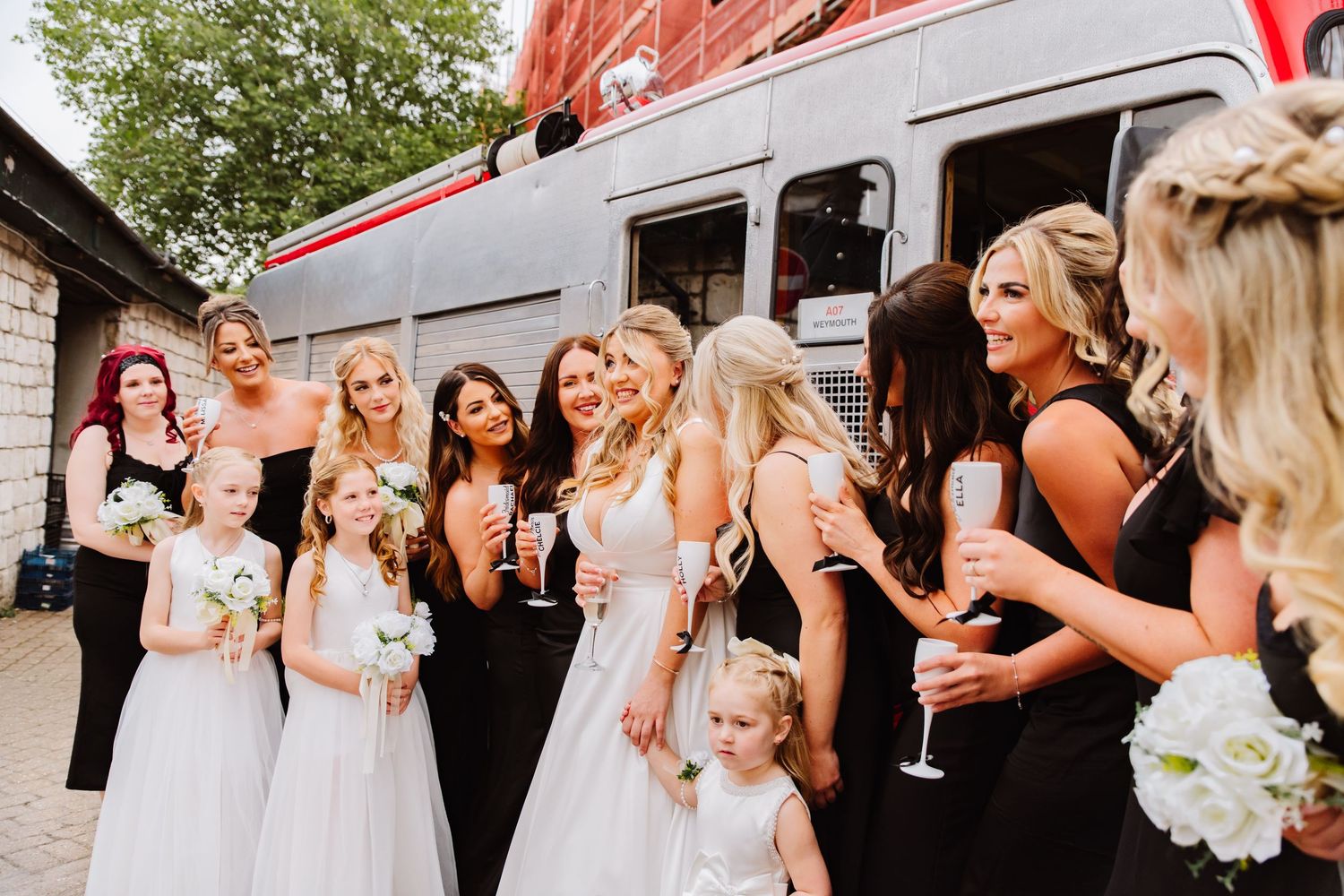 St Johns Church Wedding Weymouth, Dorset. Weymouth Wedding Photographer. candid photography. Fire engine hire Dorset.