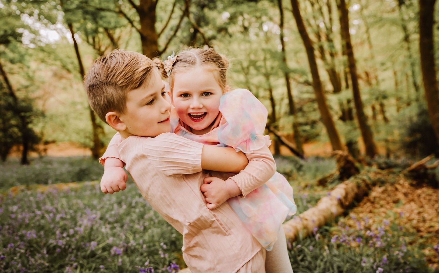 Documentary candid  family and Wedding Photographer, Dorset Somerset, Devon. Bluebells near Dorchester. Family photographer Dorchester