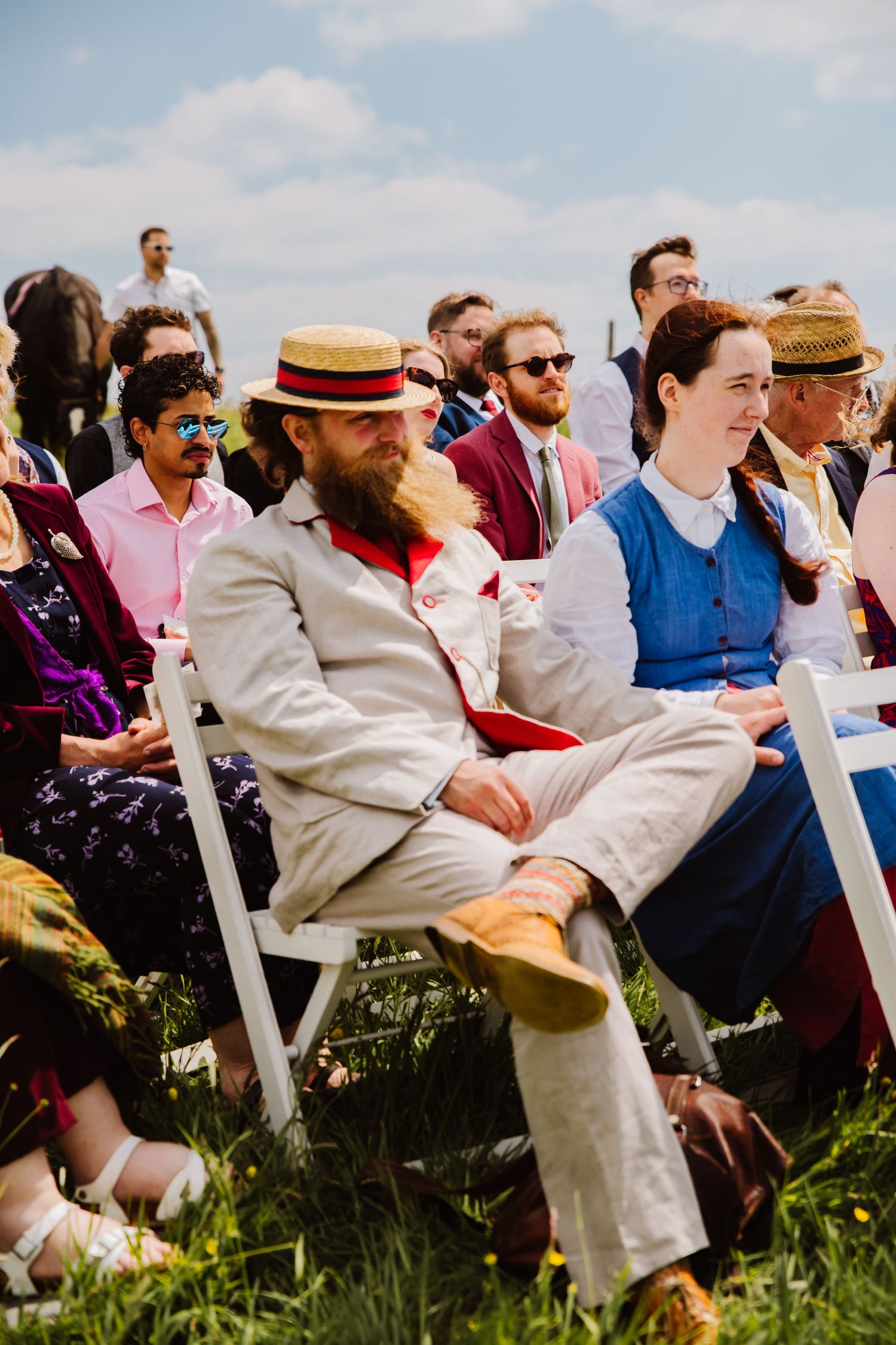 Bright and colourful wedding photography. Outdoor wedding venue near Abbotsbury, Bridport, Weymouth, Dorchester, Dorset