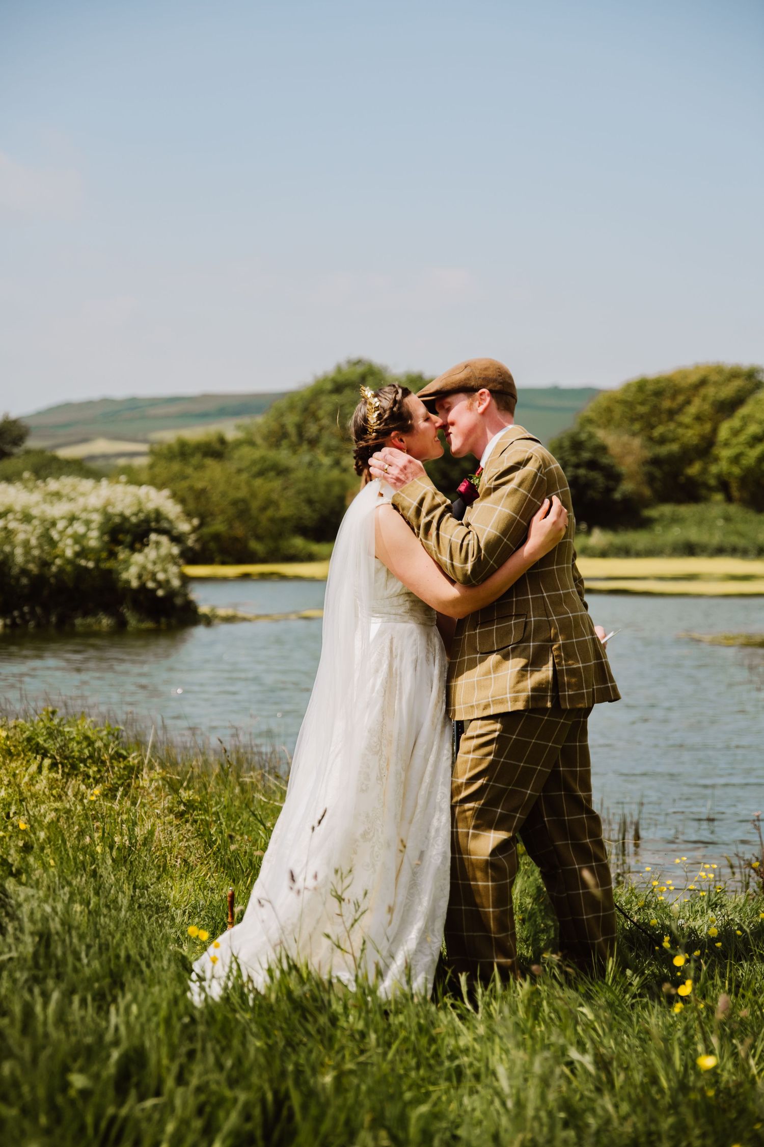 Lake view wedding, outdoor Dorset wedding. Celebrant wedding with a view. Bridport wedding photographer