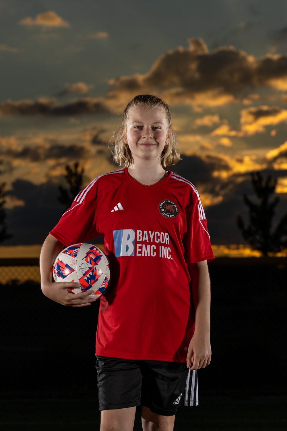 Grimsby Girls Soccer player posing for an outdoor portrait in Grimsby Niagara