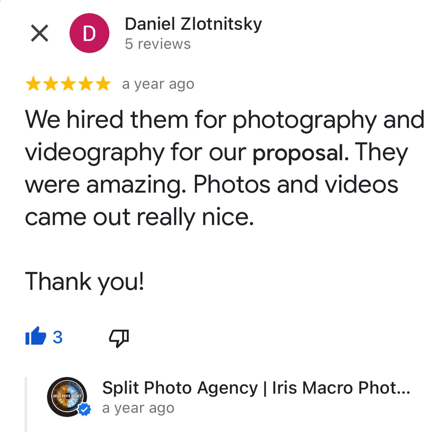 Proposal reviews Split Photo Agency