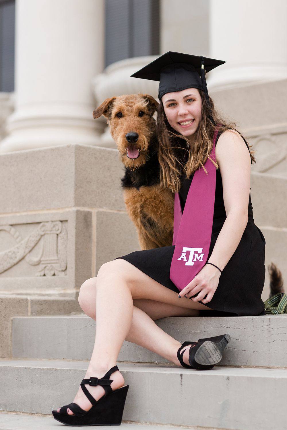 Texas A&M University Senior Photo Photographer Jack K. Williams Administration Building Dog