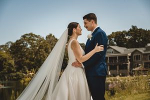 Romantic bride and groom portrait captured by wedding photographer in Sussex County, NJ