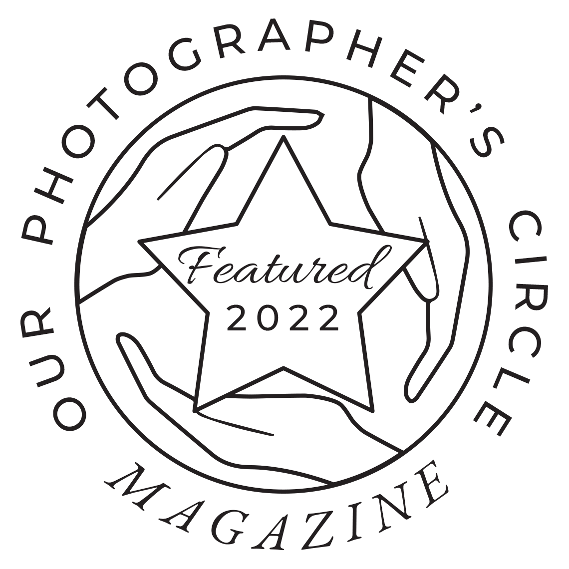Black circular logo design for Photographer's Circle Magazine featuring a star.