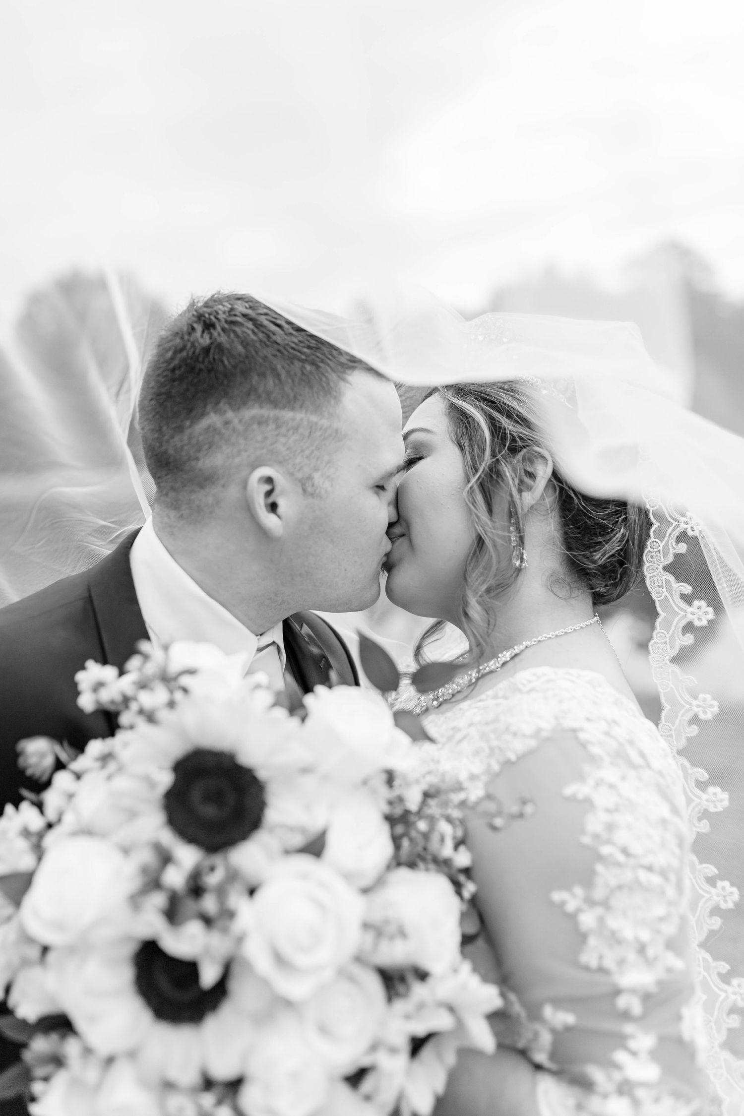 Wedding Session Bride Groom under veil in Albany Louisiana