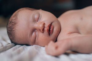 Close up of peaceful sleeping newborn baby.