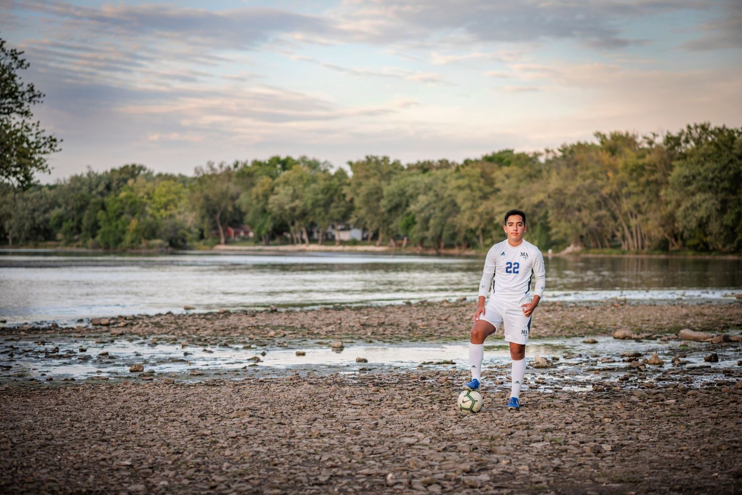 soccer senior boy river sport portrait photo