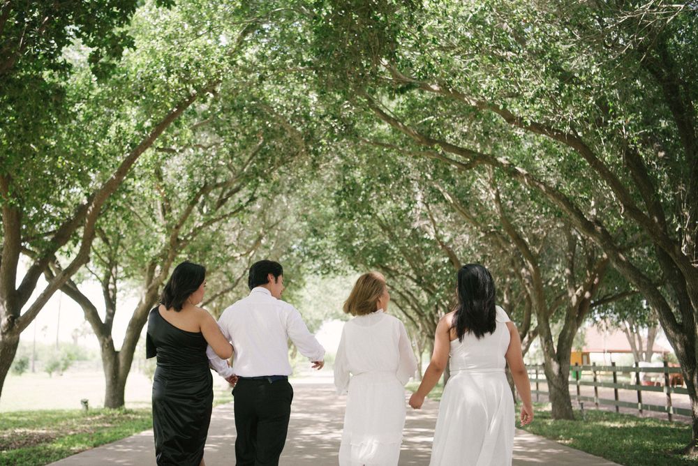 family photo shoot. walking away to the trees. azenda events. Edinburg, Texas. Wedding photographer.