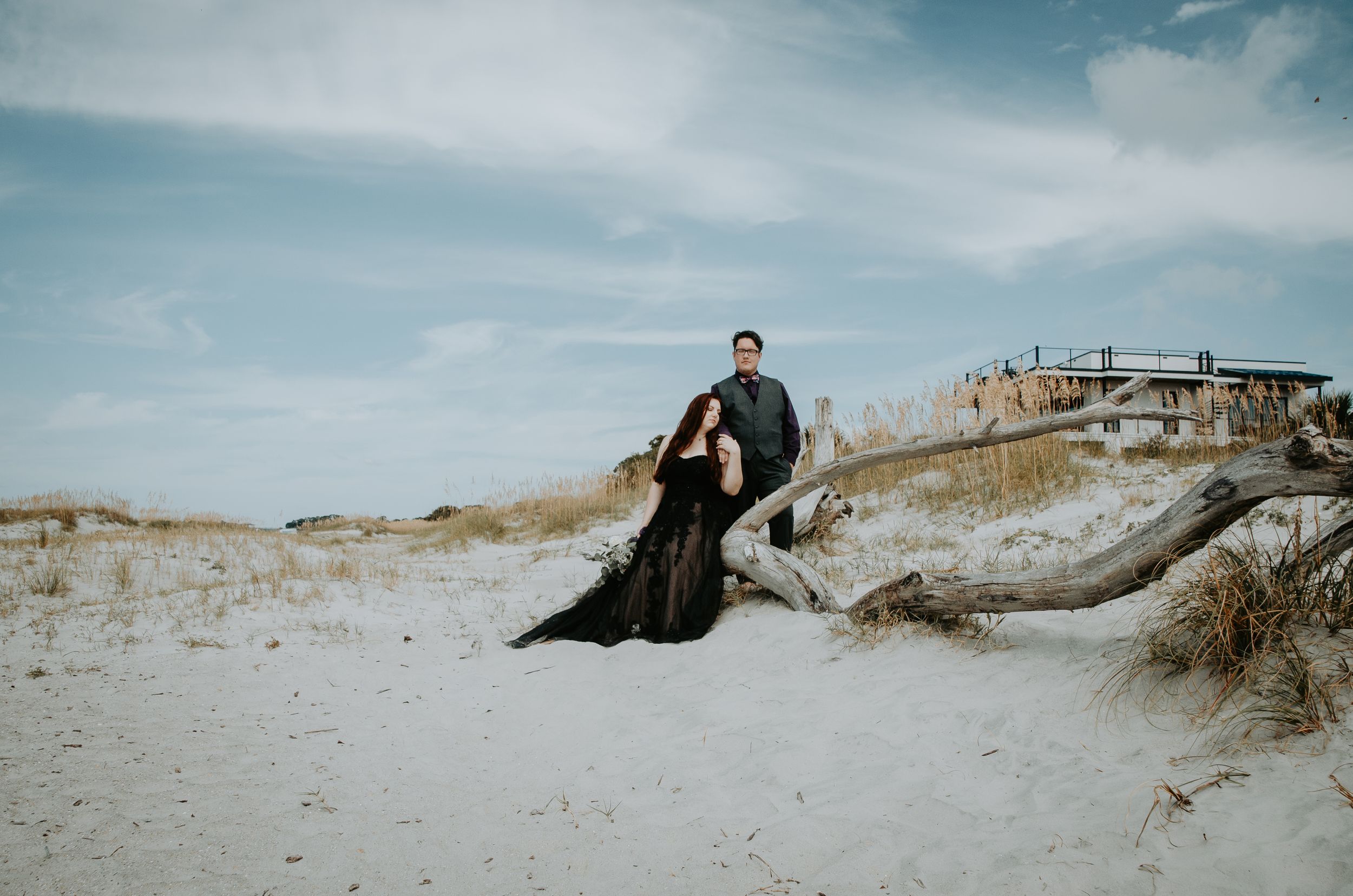 Bride and groom sharing a joyful moment on their wedding day, captured in a candid and romantic setting