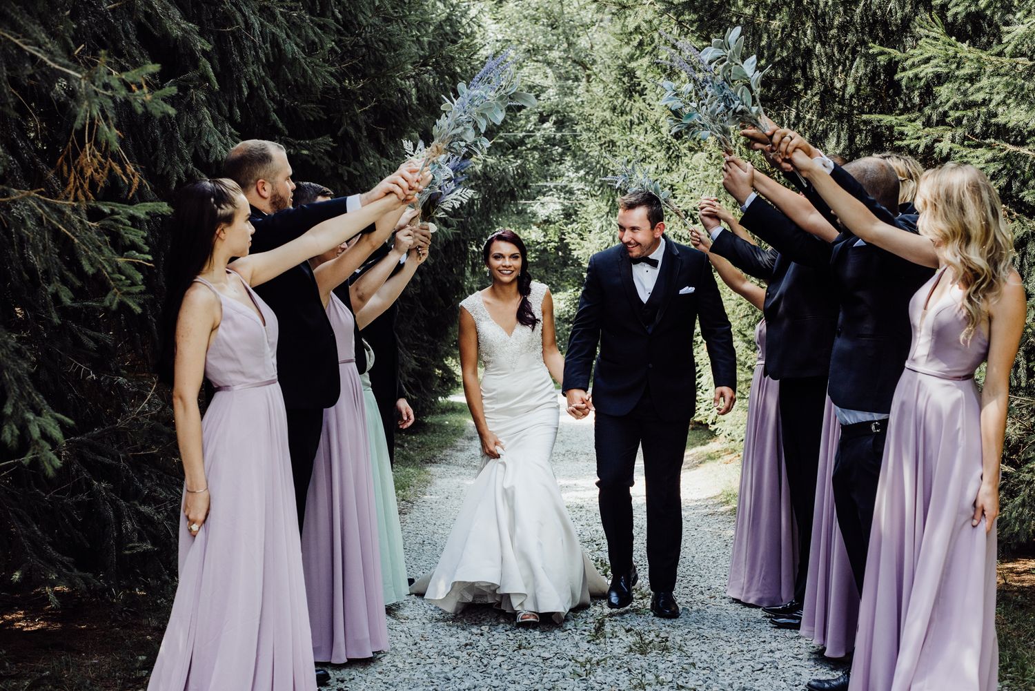 tunnel of love with the bridal party