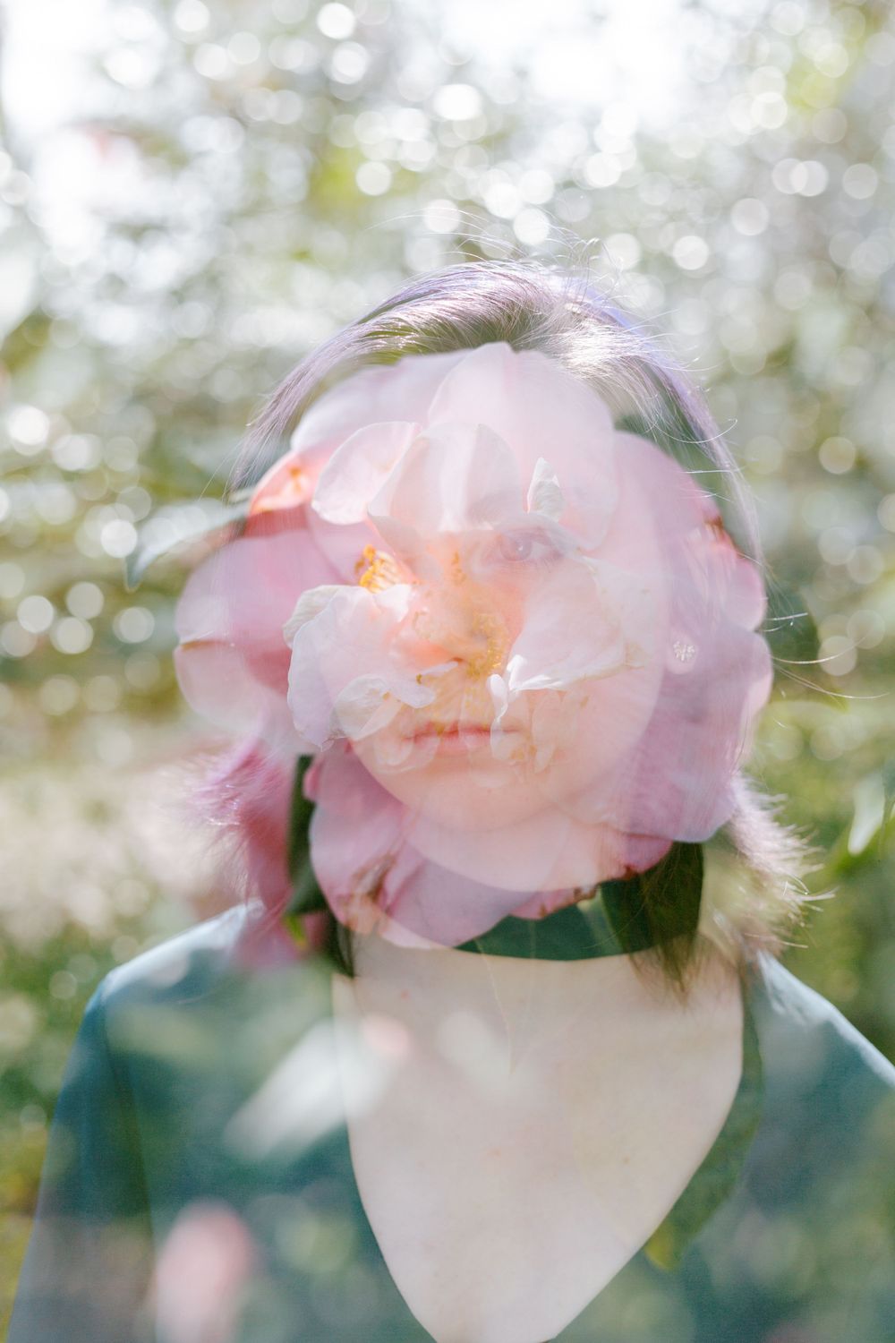 Flower and young woman double exposure, Augusta, GA