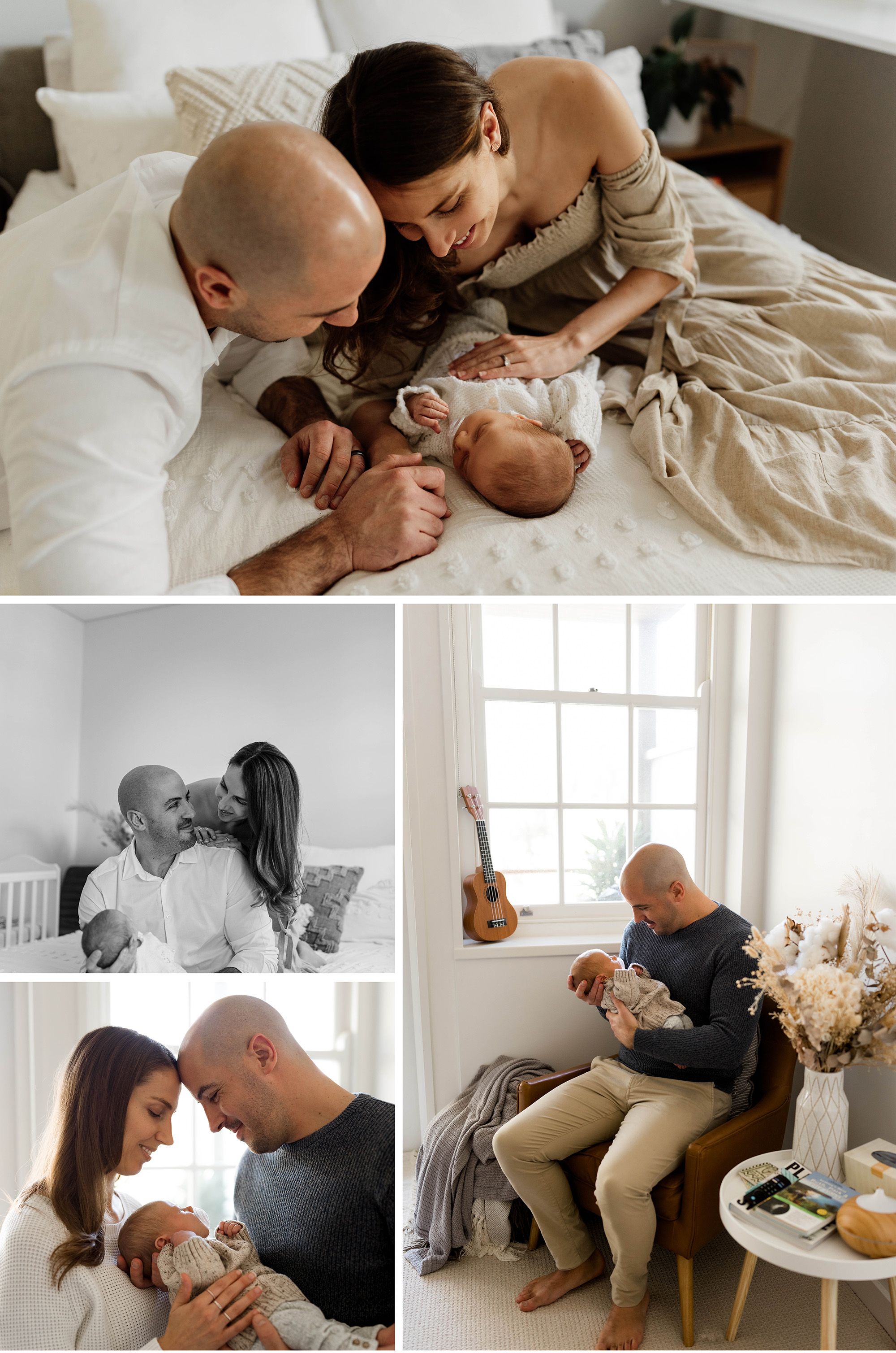 Multiple images during an In home newborn session Sydney