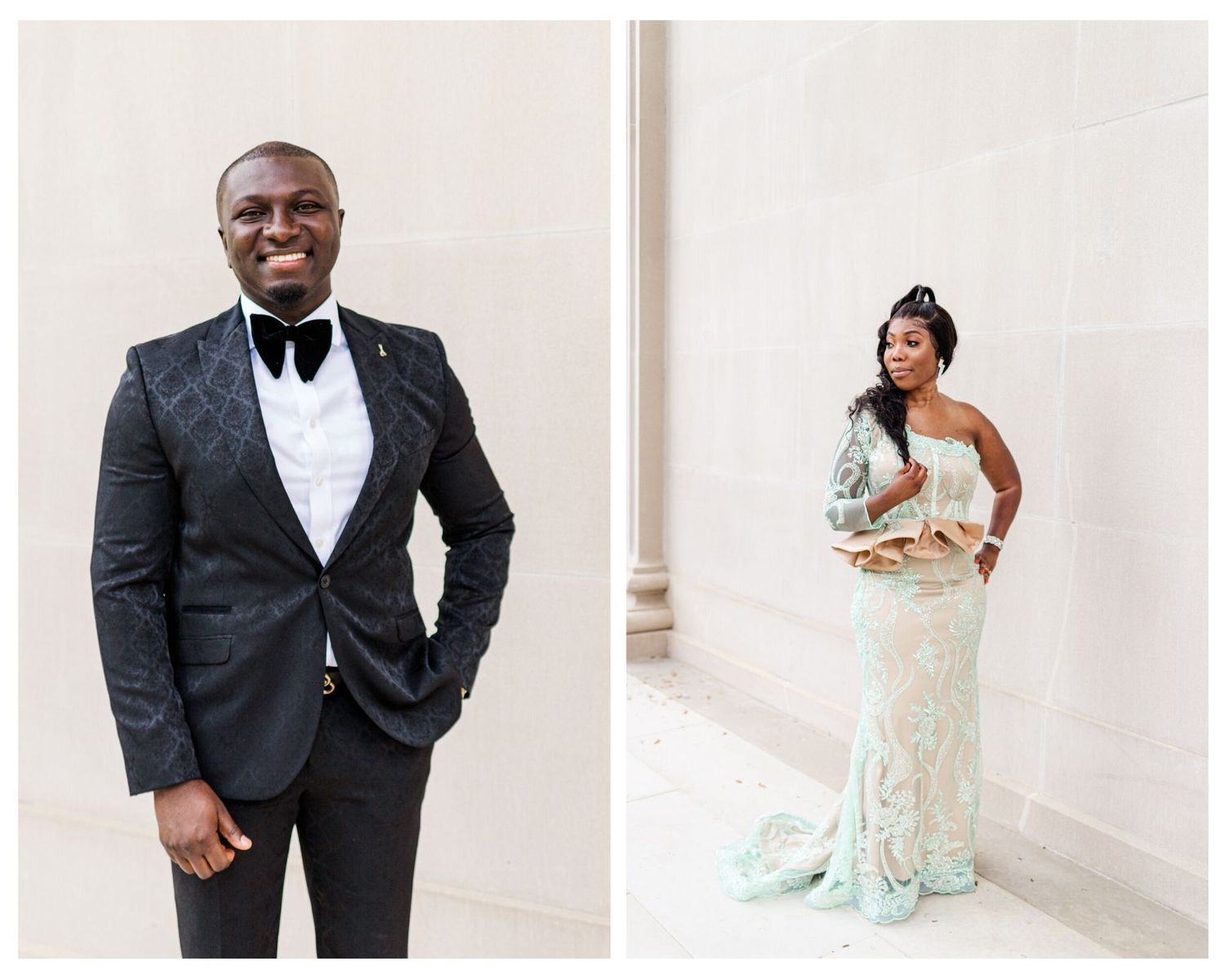 Collage Portraits of a man and woman dressed in a tux and gown. Danielle Lauren Photography | Hudson Valley, NY