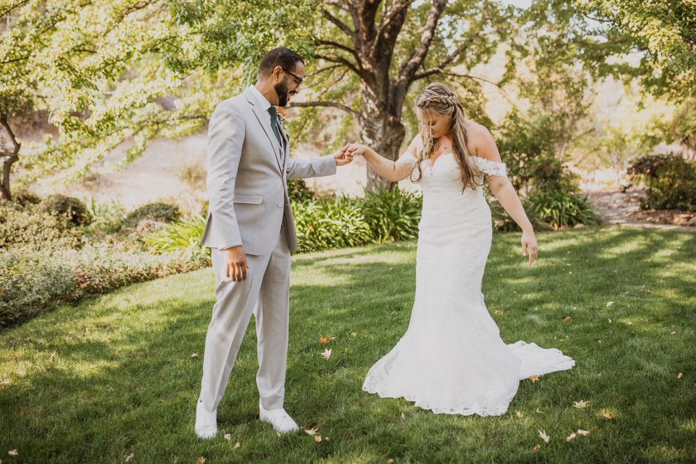 bride and groom first look arizona
