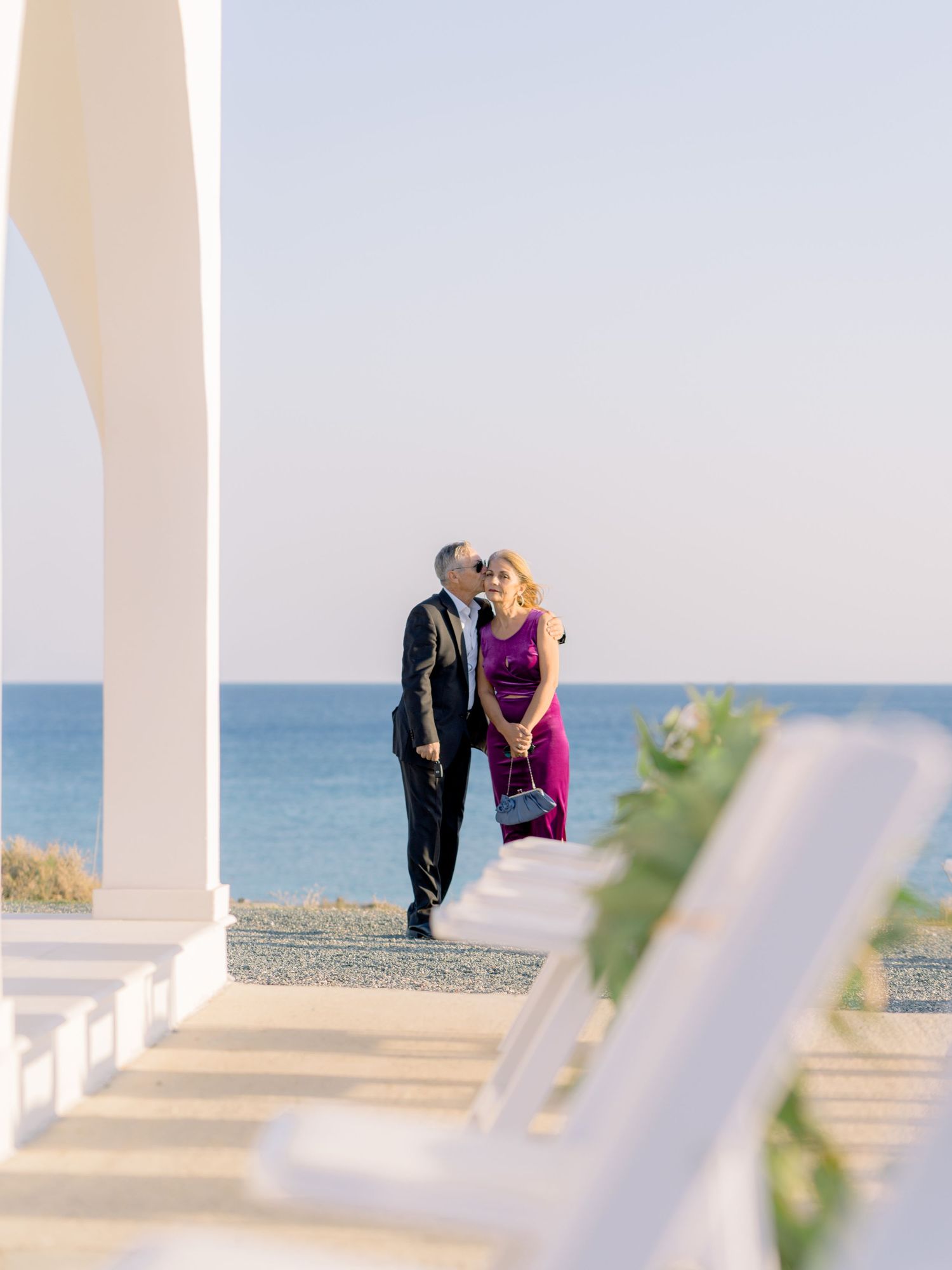 Beautiful couple kissing at the beach in Cyprus
