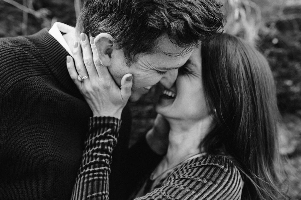 Intimate close up of couple kissing