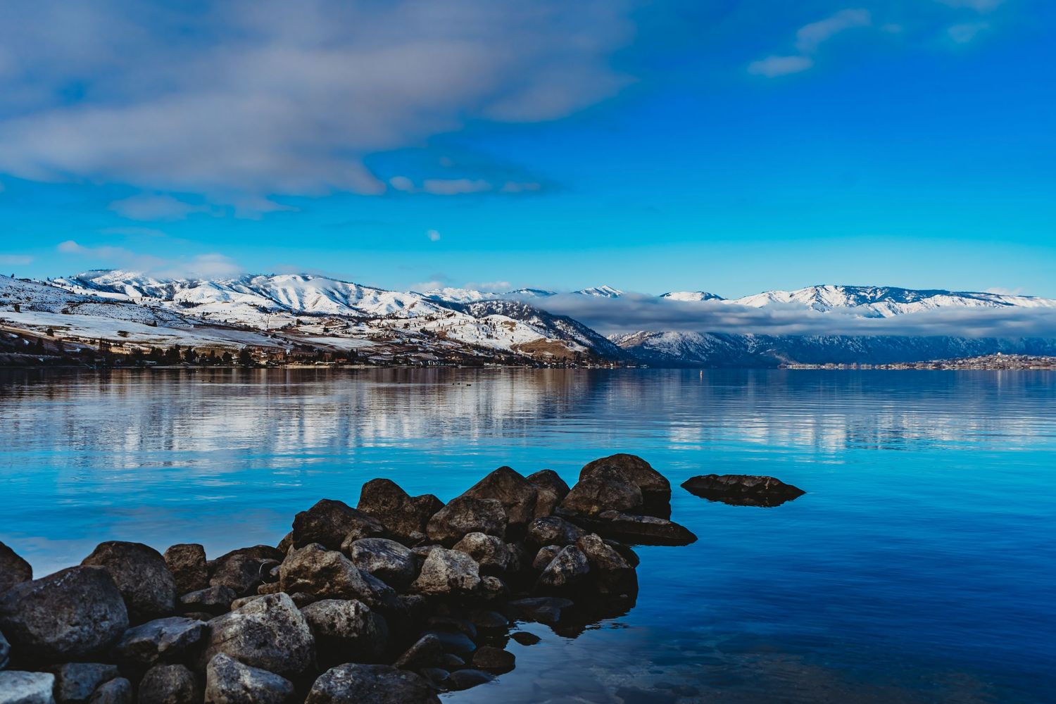 Lake Chelan during winter in Chelan, Washington