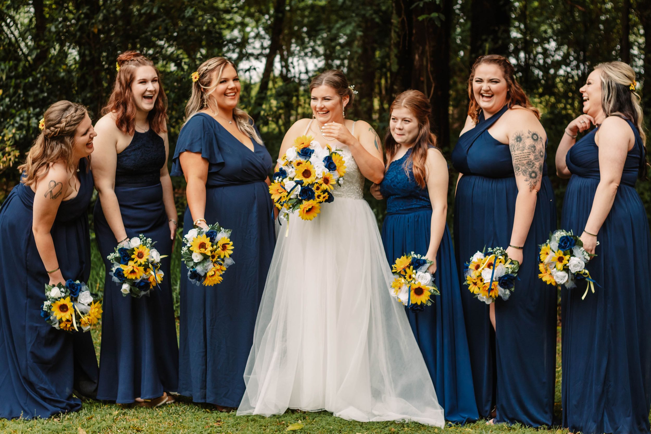 Beautiful bride with her bridal party