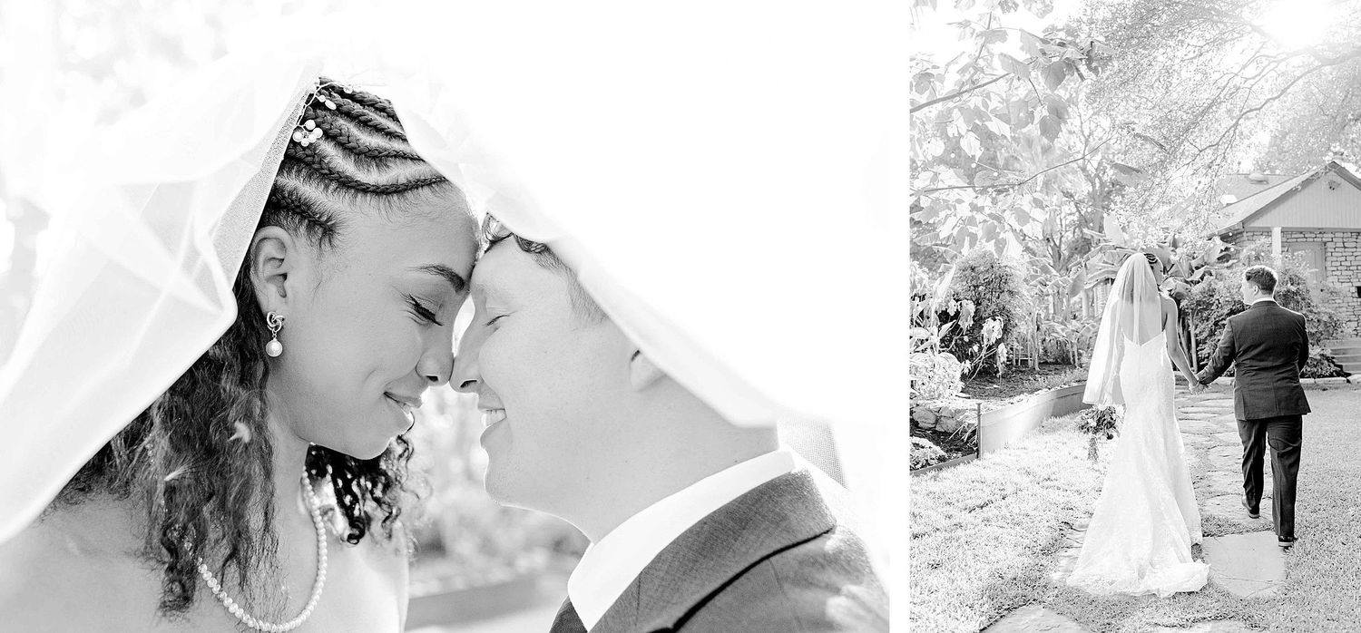 Tender moments captured during an outdoor wedding photoshoot.