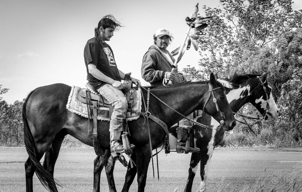 Horseback Riders on the Fort Peck Assiniboine & Sioux Tribes in Northeast Montana. Horses on the prairie- Dakota Nakota