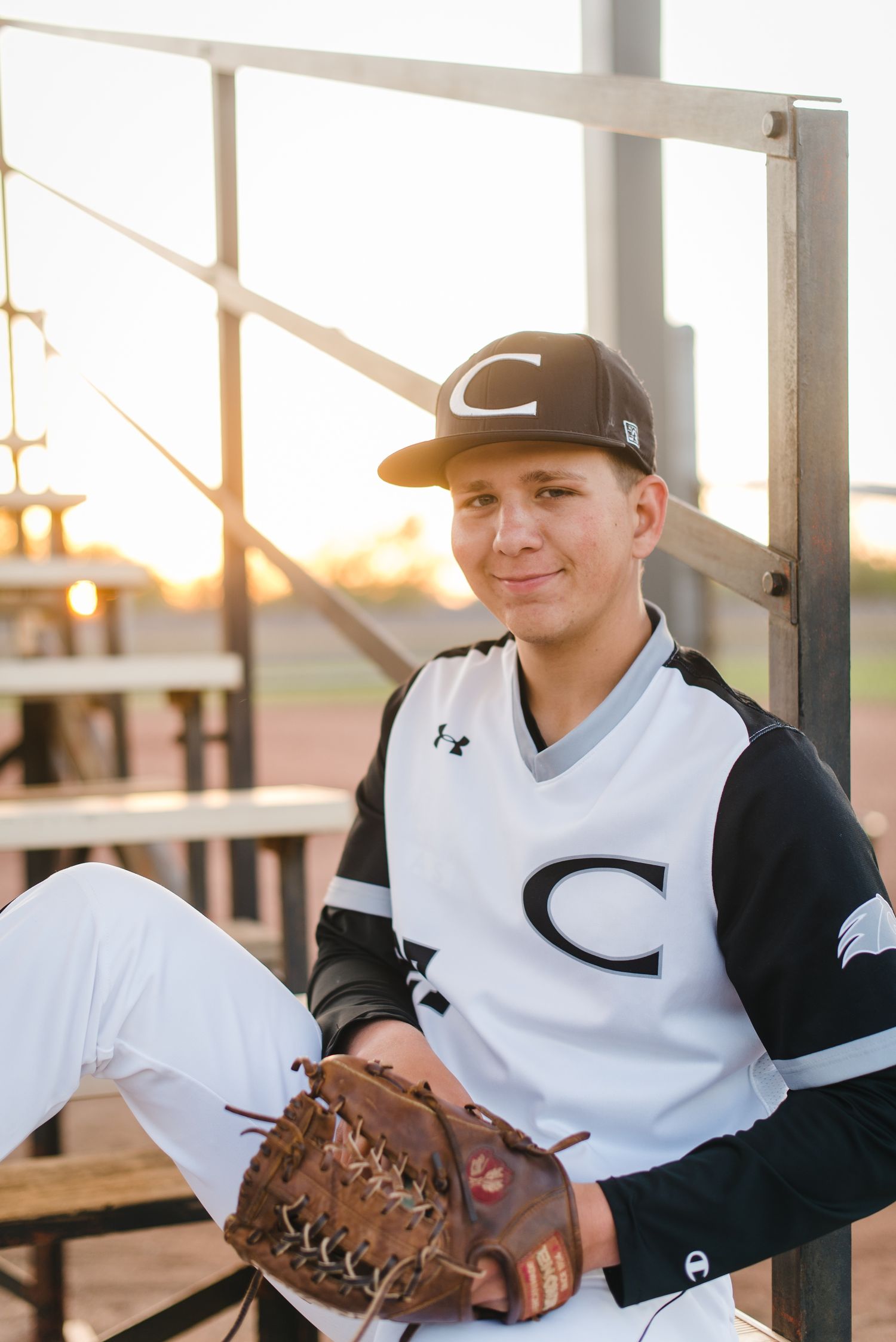 Campus Haysville high school senior pictures at baseball field - Derby, Wichita, KS photographer