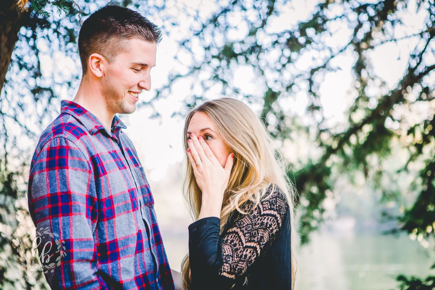 lakeside proposal engagement photos