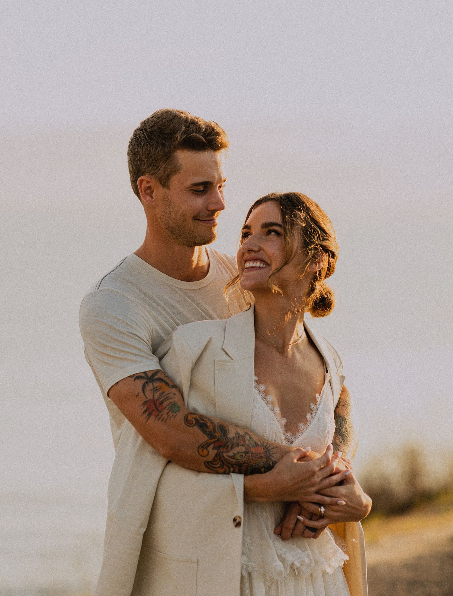 Bride and groom couple's portraits after a Palos Verdes cliffs wedding overlooking the ocean