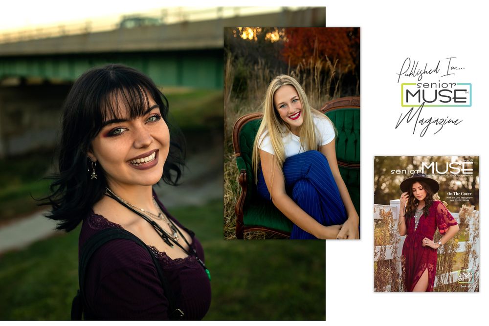 Series of outdoor lifestyle portraits showcasing different outfits and natural settings.