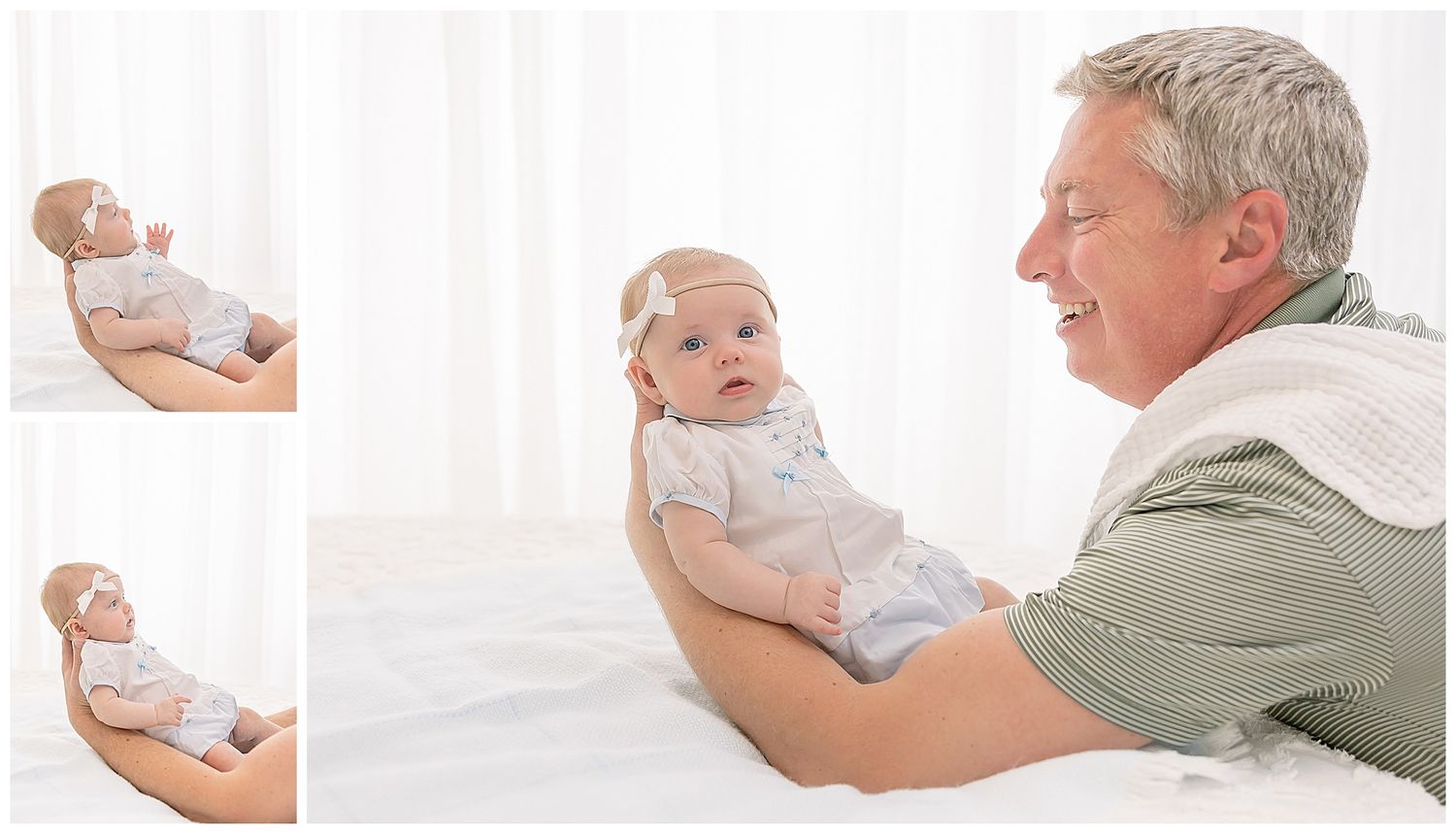 dad holding baby girl in front of window, baby photographer chattanooga, best newborn photographers in chattanooga TN