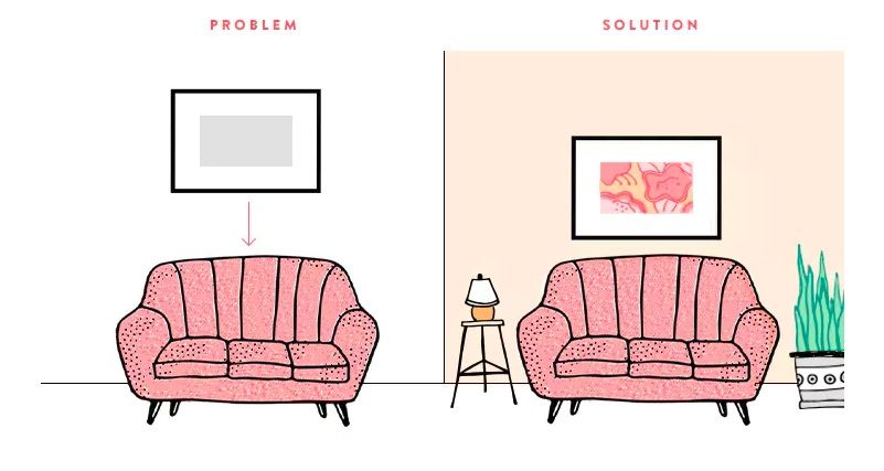 Simple line drawing of two pink couches in a minimalist interior design layout.