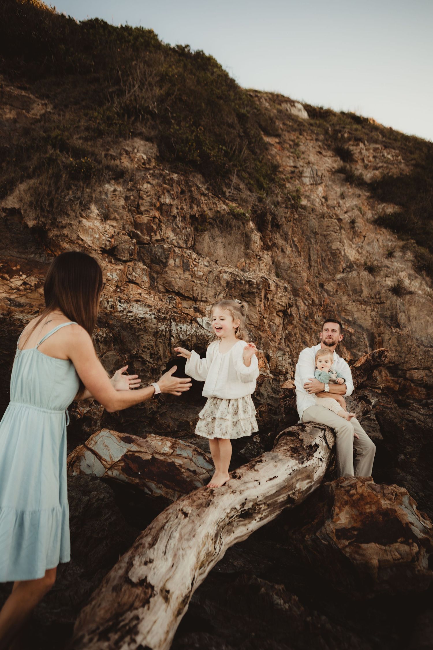 Outdoor beach family session old bar