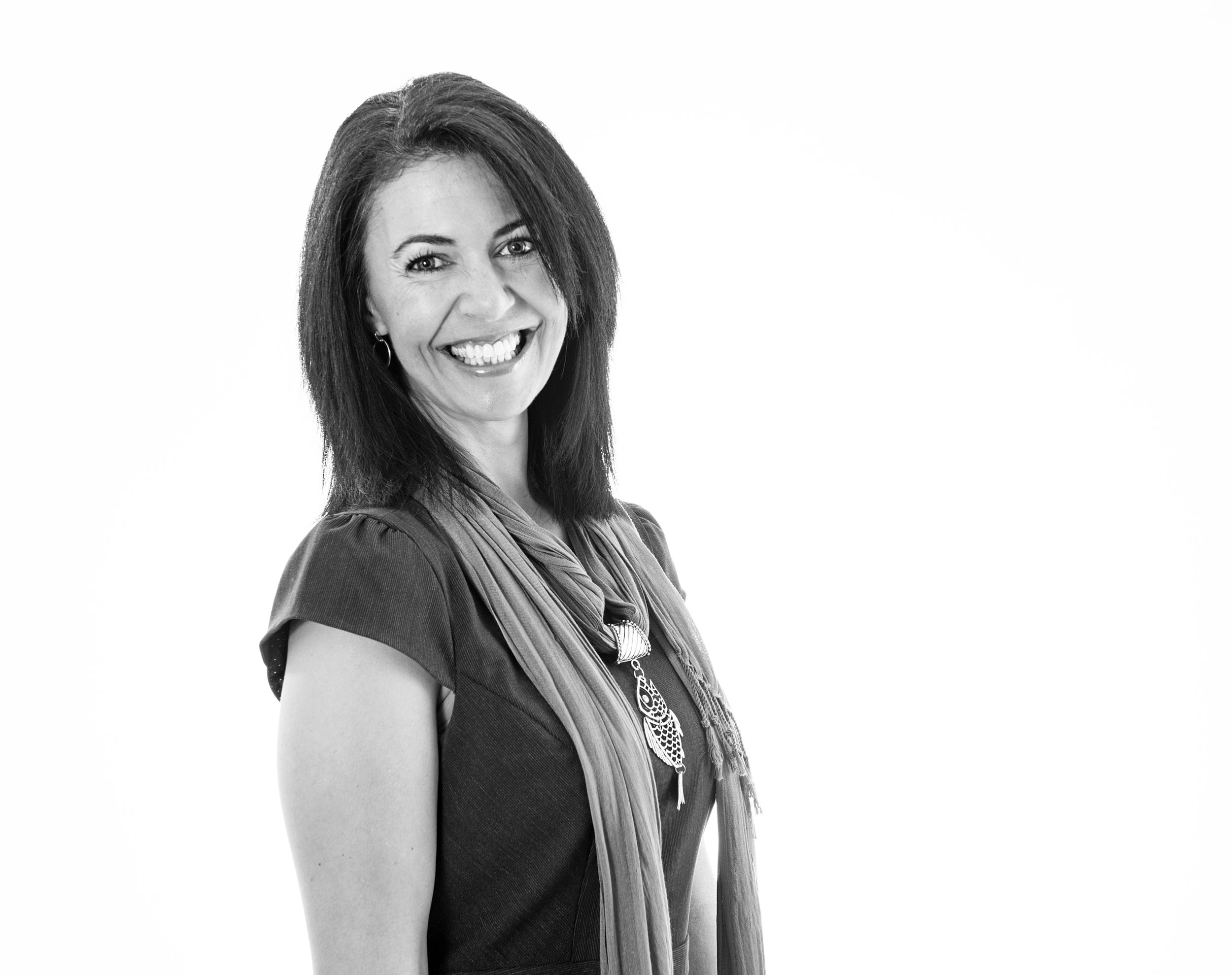 Black and white studio headshot