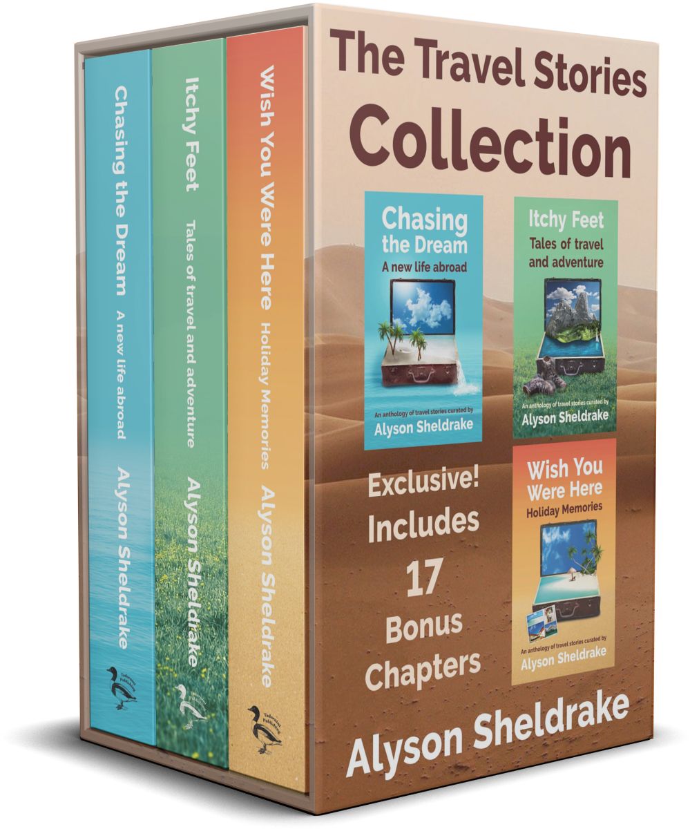 The Travel Stories Collection box set by Alyson Sheldrake includes three books and 17 exclusive bonus chapters.