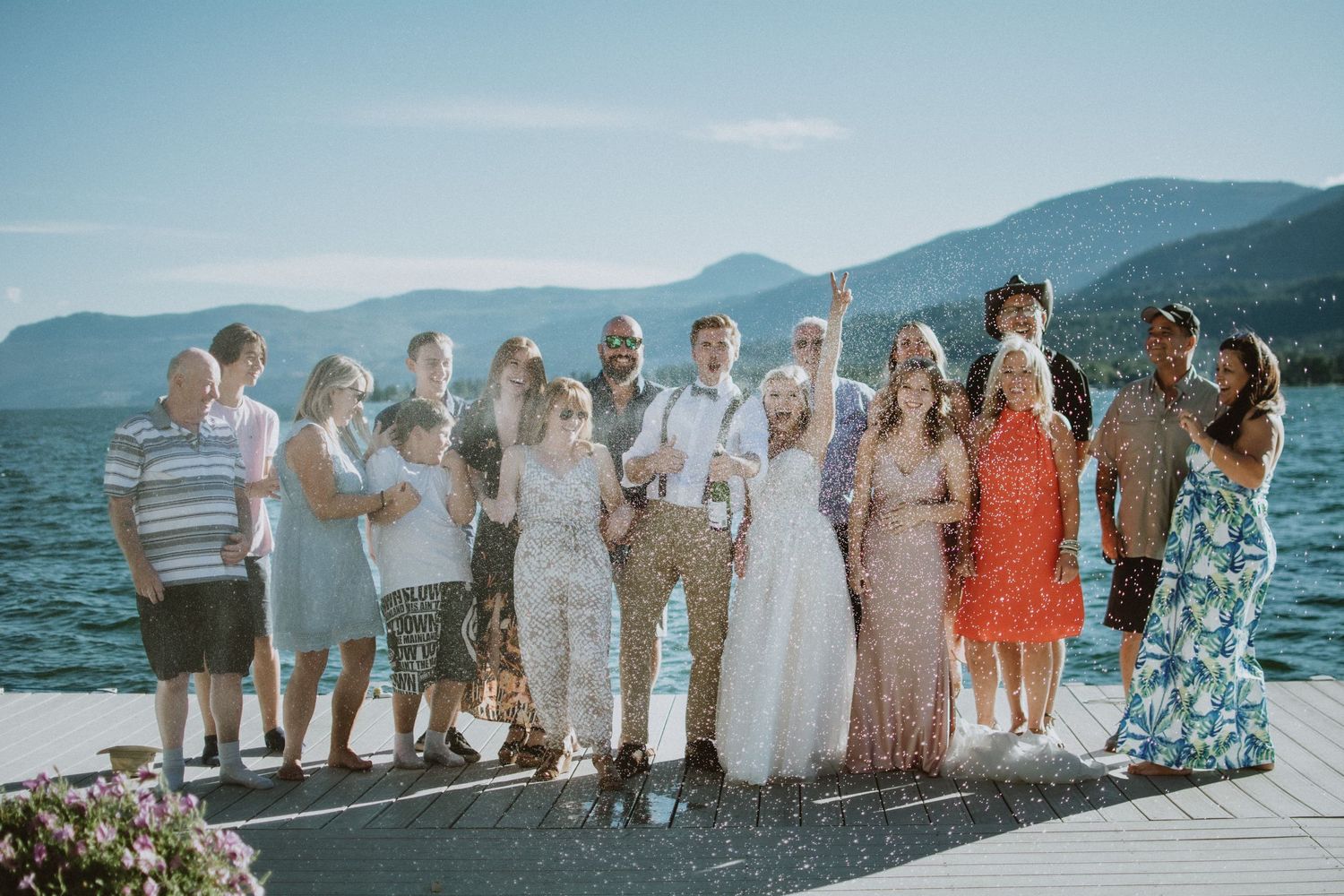 Wedding group photo on Okanagan Lake