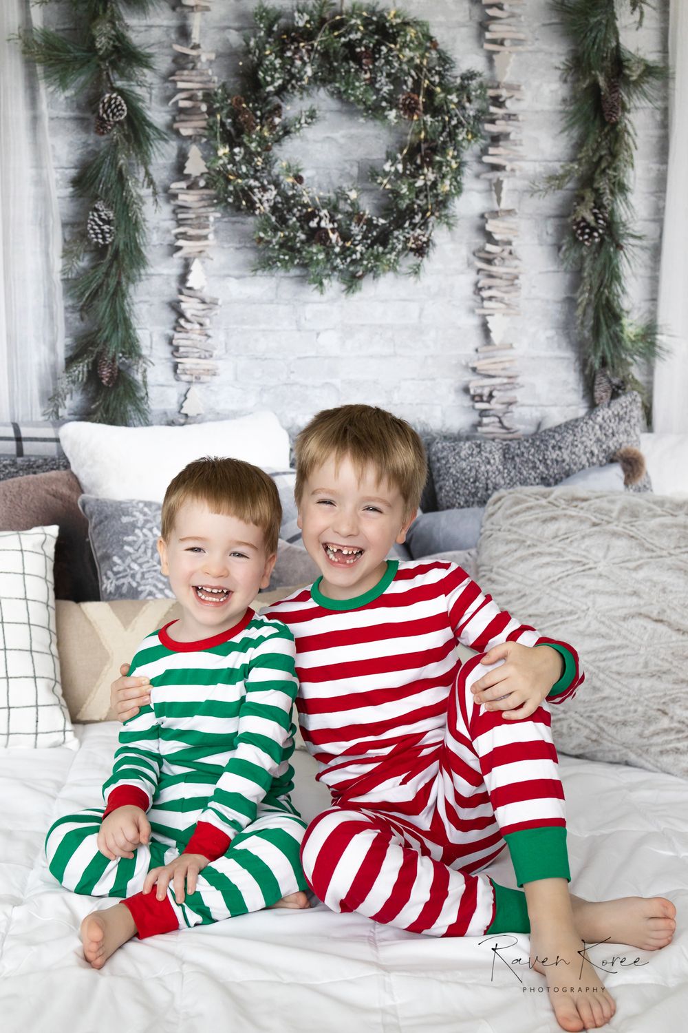 Brothers siblings Christmas holiday professional studio photo session in Seymour Tennessee