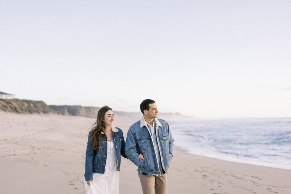 Half Moon Bay Beach engagement/wedding photos.