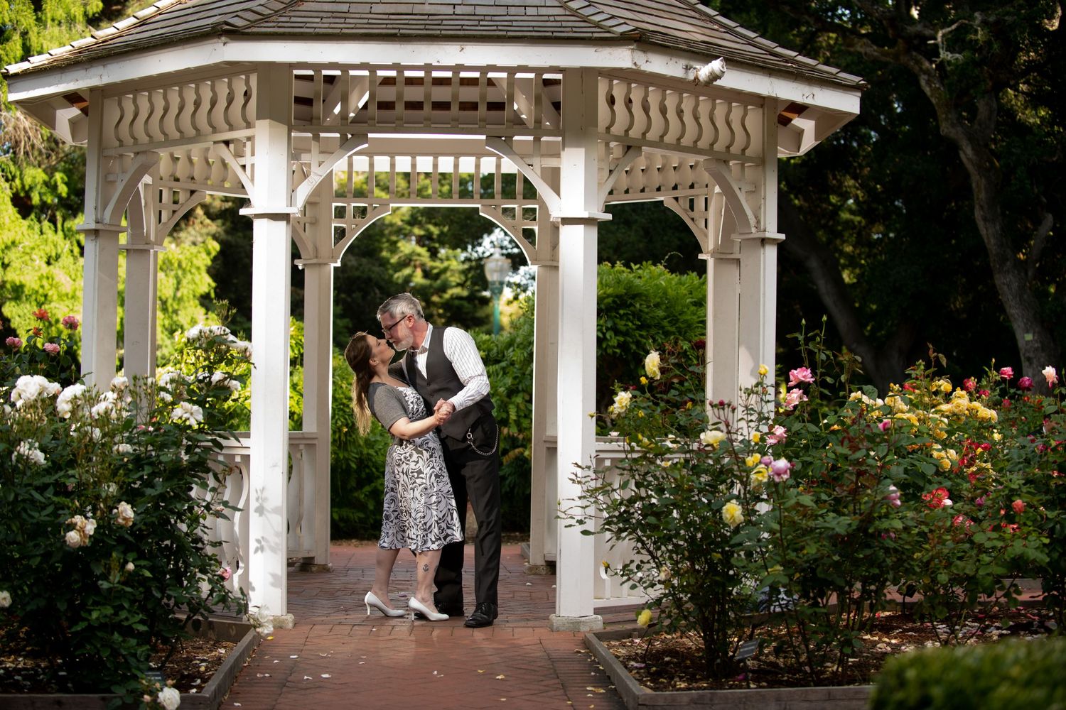 Kiss in the gazebo, Central Park, San Mateo CA
