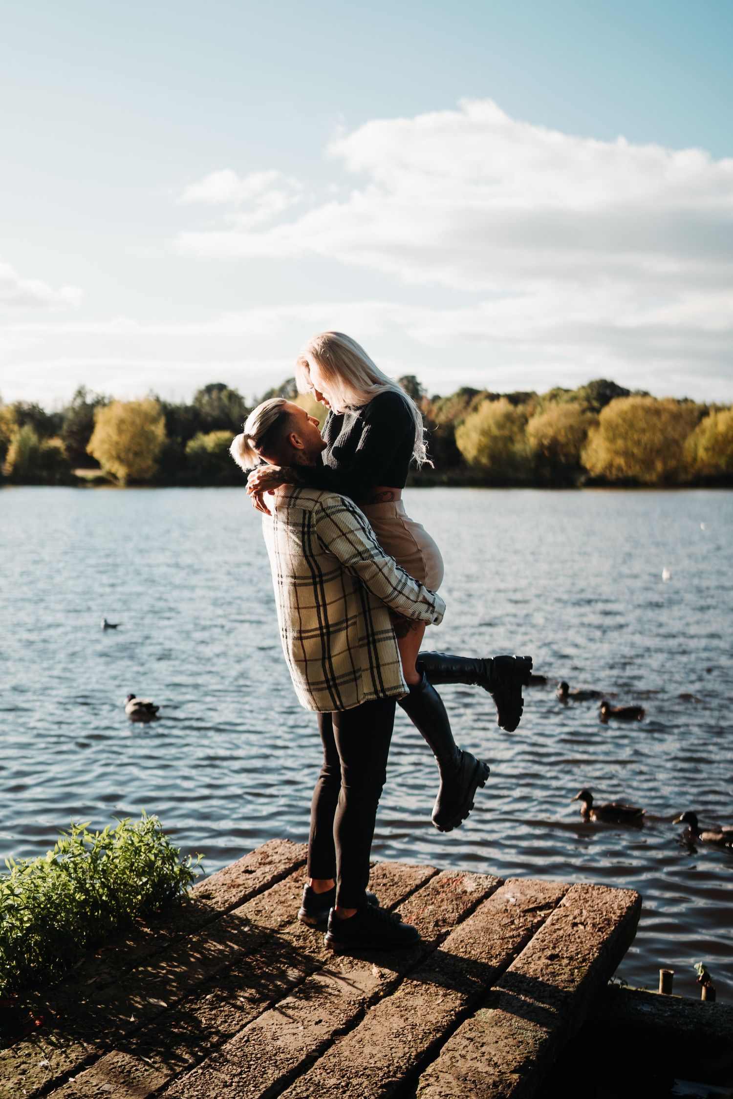 engagement shoot by the lake barnsley wedding photographer