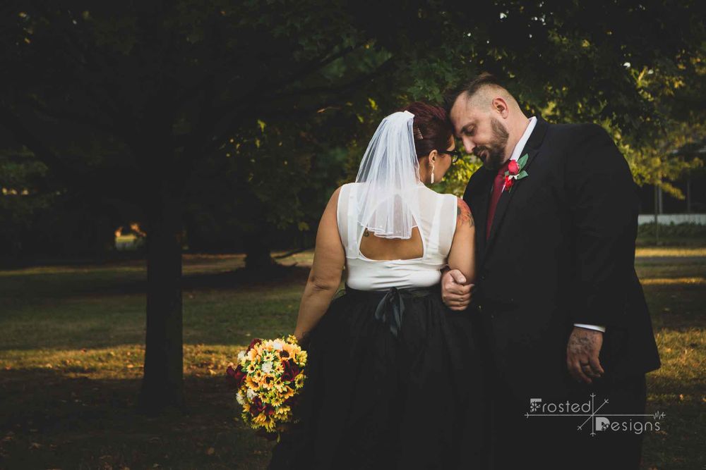 Bride and Groom with heads together for formal photos.