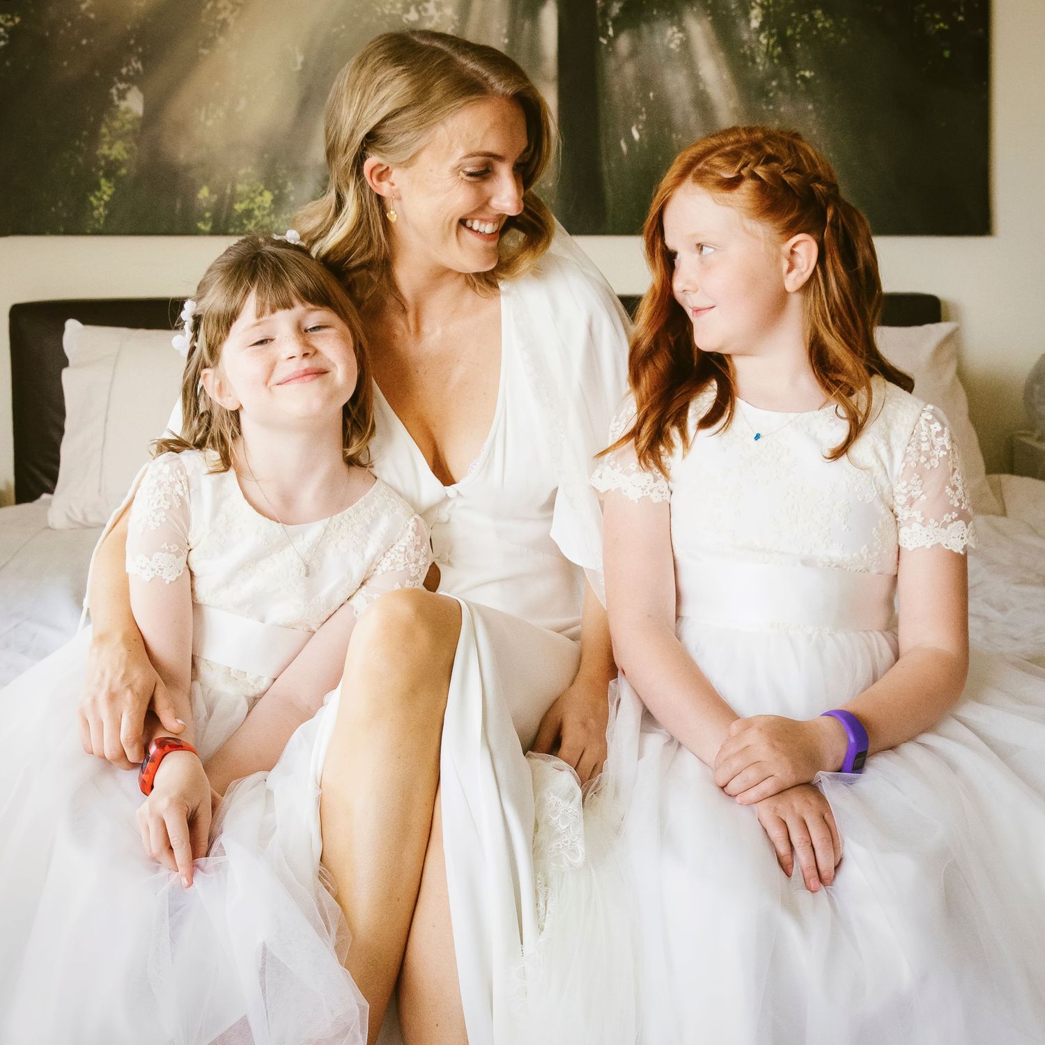 Bride with bridesmaids before wedding at Chelsea Town hall
