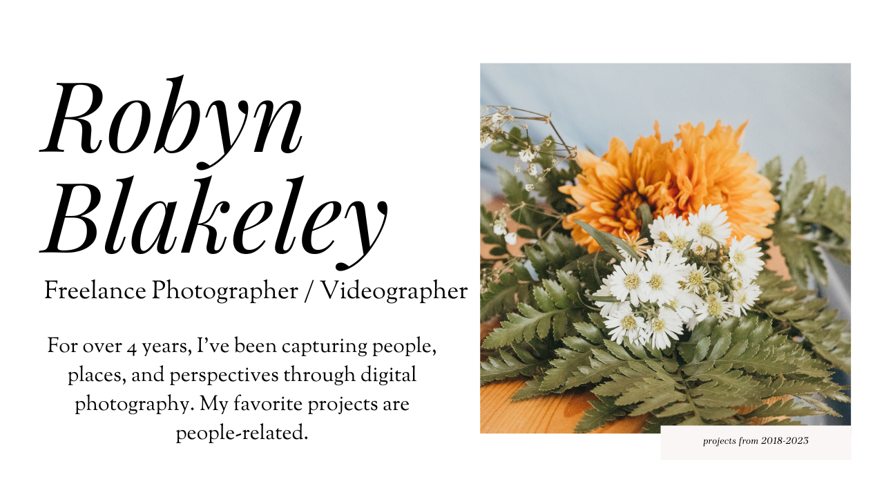 Professional business card design with orange flower arrangement and elegant typography.