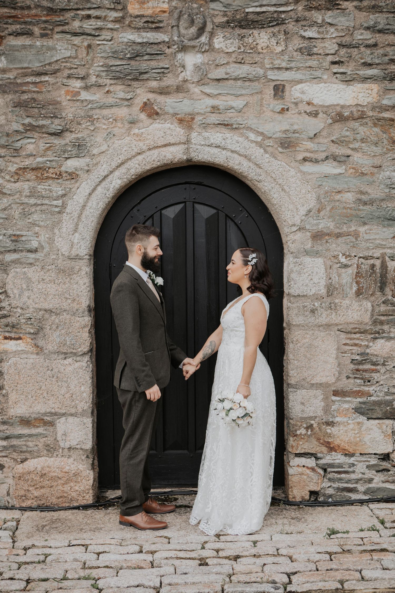 Bride and Groom portraits Boringdon Hall Wedding