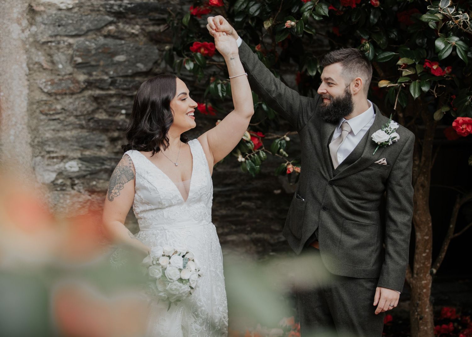 Bride and Groom Portrait at Devon Wedding
