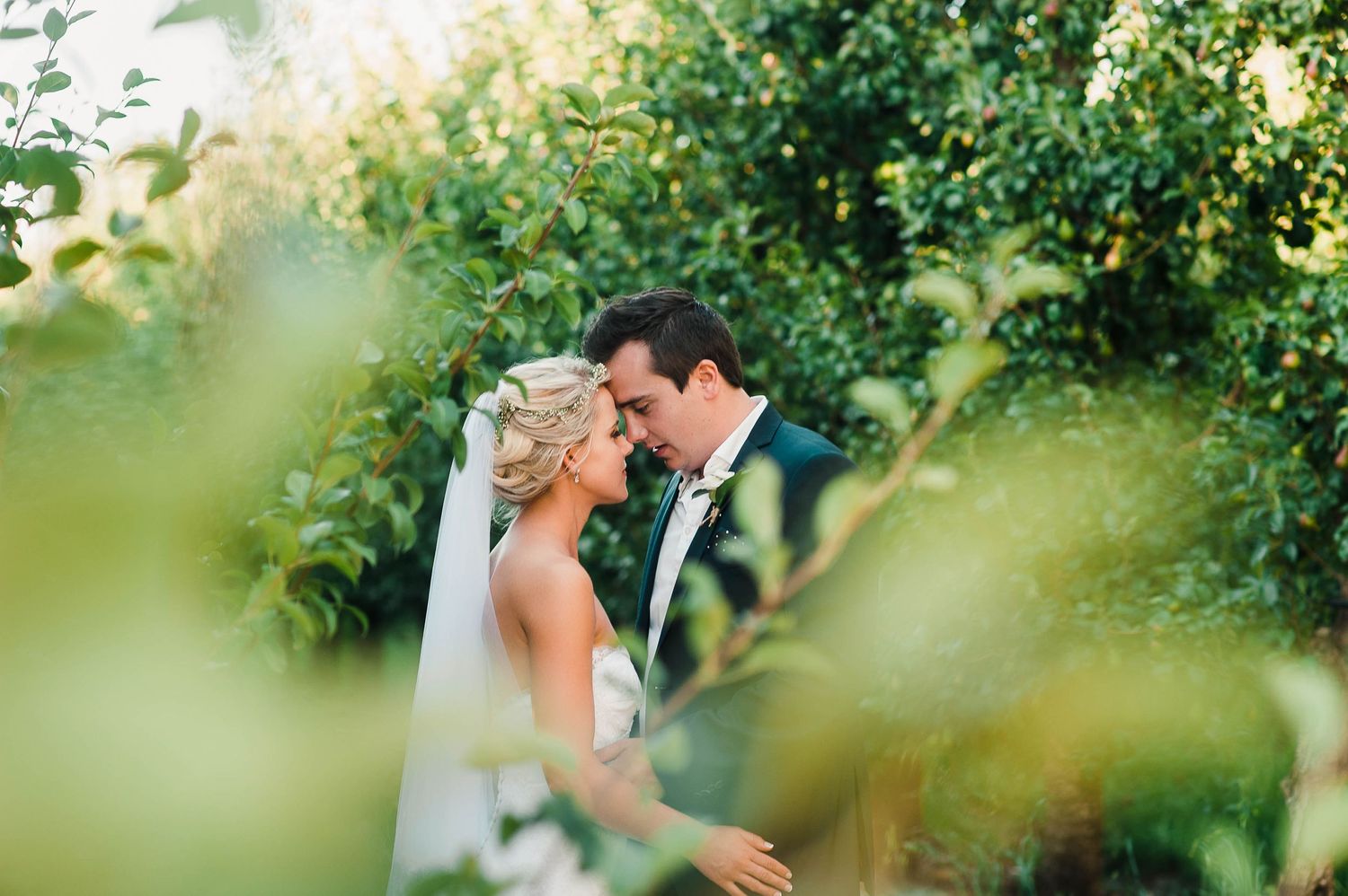 bride and groom in orchid