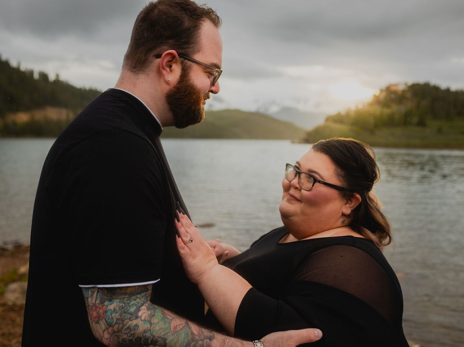 In-the-moment photograph showcasing a Colorado elopement photographer capturing the genuine connection between a newlywe