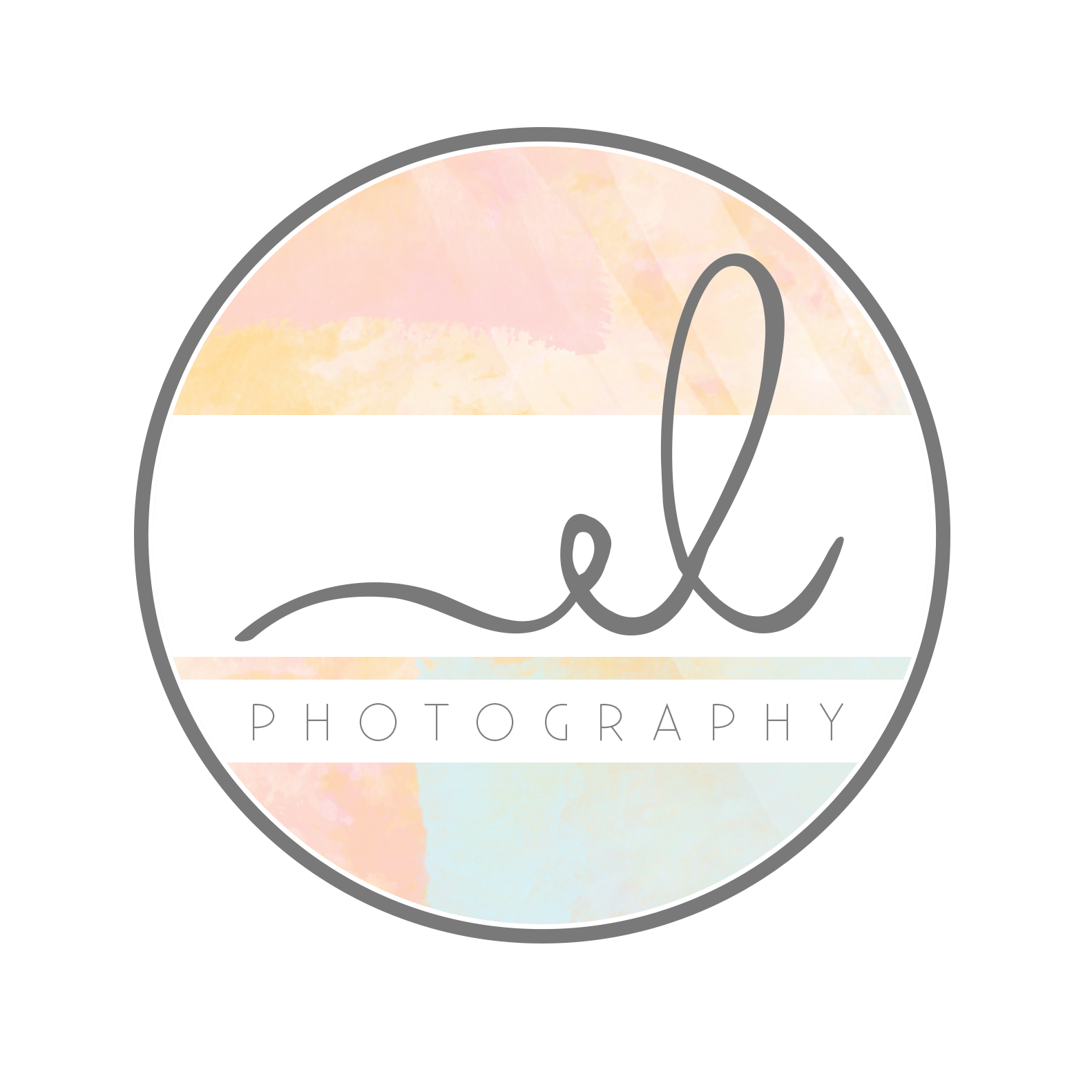 A soft pastel watercolor logo design with cursive lettering for photography business.