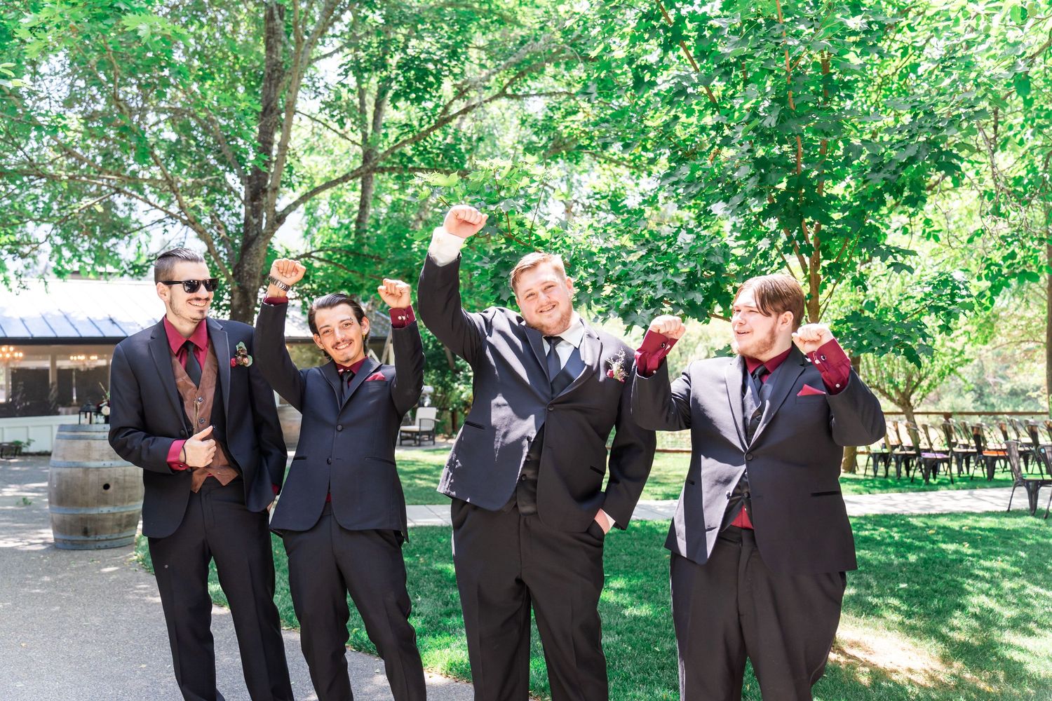 groomsmen cheering