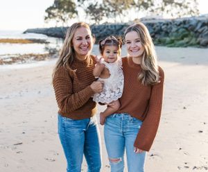Family session with mom, daughter and granddaughter at Doheny Beach in Dana Point