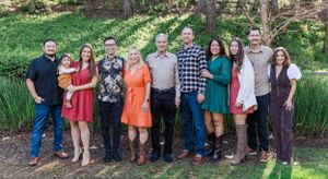 Family session with parents, adult kids and their significant others